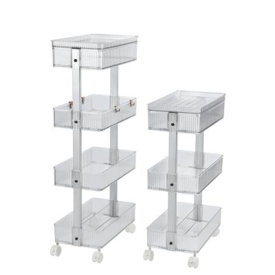 China High Quality Rolling Trolley 3 Tier Bathroom Desktop Kitchen Storage Rack Plastic Rack With Wheels for sale