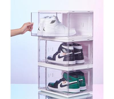 China Wholesale Modern Front Organizer Clear Plastic Container Transparent Storage Acrylic Drop Shoe Box for sale