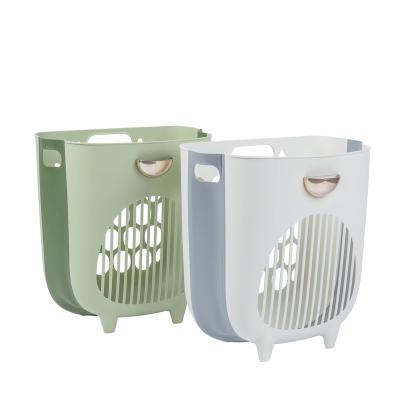 China Home Folding Plastic Mesh Plastic Hamper Wall Mounted Hanging Laundry Basket for sale