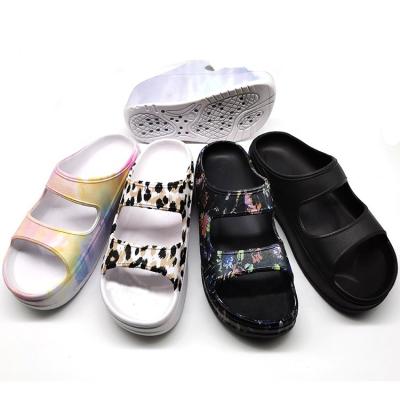 China Fashion Trend Women's Colorful Printing Slippers Slides New Fancy Quality Trends High Heel Ladies Slipper Customized Grid Slipper For Woman for sale