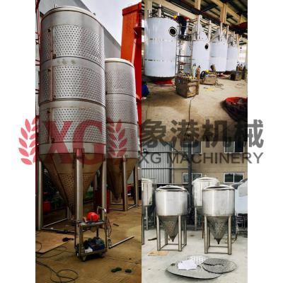 China 8000L 80HL hotels industrial double wall glycol lined top manway conical commercial fermentation tanks for sale