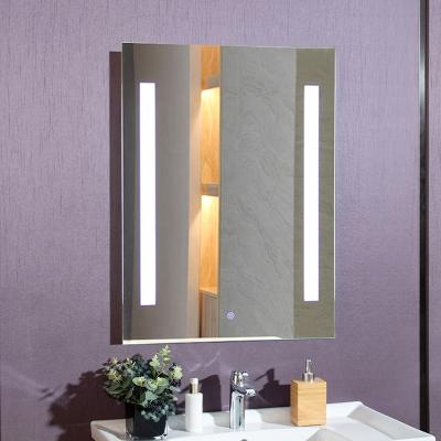 China Fogless Hotel Mirror Lighted Custom Luxury Decorative Mounted Frameless Washroom Large LED Mirror Bath Mirrors for sale