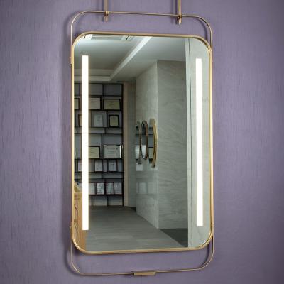 China Minimalist Luxury Square Frame Decorative Wall Mounted Mirror With Lighting for sale