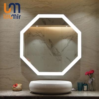 China LED Illumination Hanging Frame Stylish Mirrored Polygon Illuminated Mirror for sale