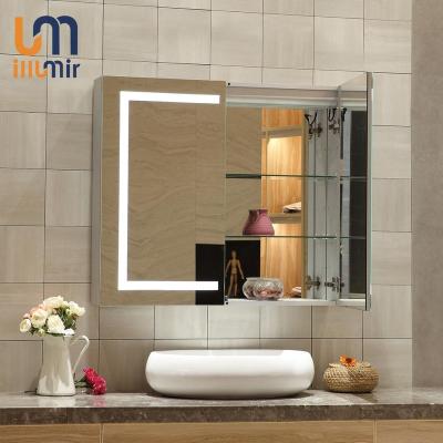 China Modern hot sale high quality modern wall mounted bathroom cabinet with light for sale