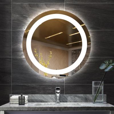 China Elegent Hotel Room Bathroom Whaterpoof Defoger Wall Touch Screen Smart LED Lighted Decorative Frameless Makeup Mirror With Lighted for sale