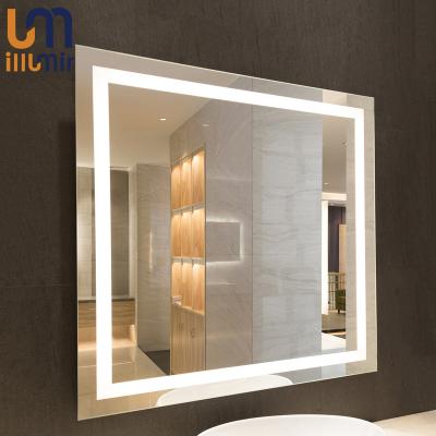 China Hotel / Home Luxury Frameless Custom Decorative Mount Smart Lighted Wall Smart LED Lighted Vanity Makeup Mirror for sale