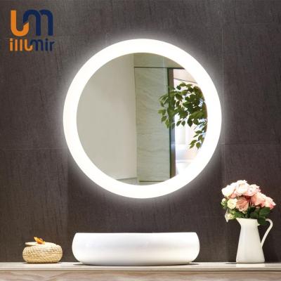 China Fashion Modern Hotel /Home Wall Mounted Frameless Custom Round LED Lighted Smart Bathroom Makeup Mirror for sale