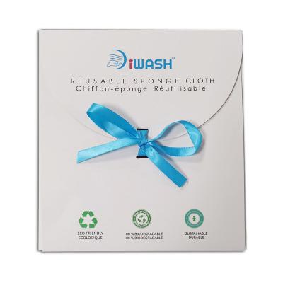 China Handmade Eco Friendly Cardboard Envelope Packaging Gift Boxes With Blue Ribbon CMYK Printing for sale