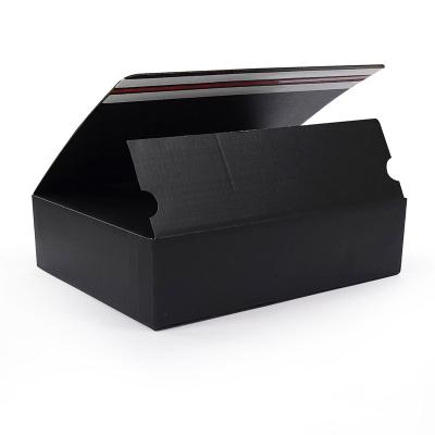 China Recycled Materials Corrugated Boxes With Autolock Custom Logo Printed Durable Black Paper Box Reasonable Prices For Electrical Gift Product Packaging for sale