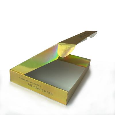 China Holographic and Iridescent Aluminum Foil Boxes Recyclable Shiny Rainbow Laser Color Logo Printed Corrugated Mailer Box Custom Made For Gift Packaging for sale