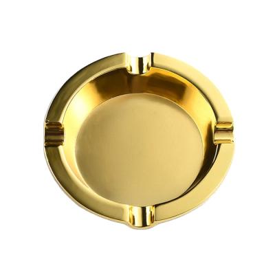 China Home Decoration Ash Tray Gold Plating Ashtray Custom Zinc Alloy Round Metal for sale