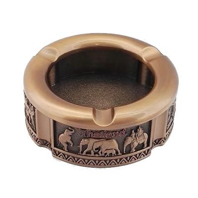 China Outdoor Gifts Thailand Lucky Elephant Souvenir Round Metal Cigarette Ashtray for sale