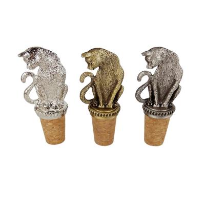 China Customized Viable 3D Metal Bar Dog Shape Zinc Alloy Decorative Wine Accessories Corks Bottle Stopper for sale