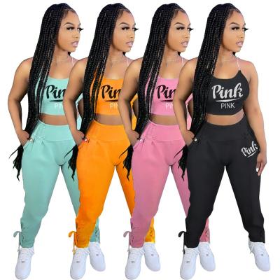 China 2022 New Arrival Anti-wrinkle Women Summer Shorts Set Tracksuits 2 Piece Pink Printed Two Piece Set Casual Outfit Women's Sleeveless Tracksuits for sale