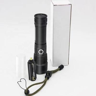 China Hot Sale 2021 Logo 5 Modes High Lumens 1500LM Laser Zoomable XHP50 LED Rechargeable Torch Flashlight 3*AAA Battery 26650 18650 for sale