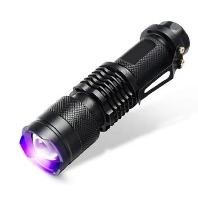 China UV Light 365/395nm Black Pet Silver Scorpion Detectors Inspection Flashlight Logo Portable Purple Torch 395nm 365nm Mini 14500 Custom Light Free for sale