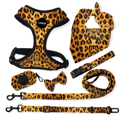 China Hit Padded Design No Pull Adjustable Neoprene Pet Harness Leash Collar Set For Dog Cat for sale