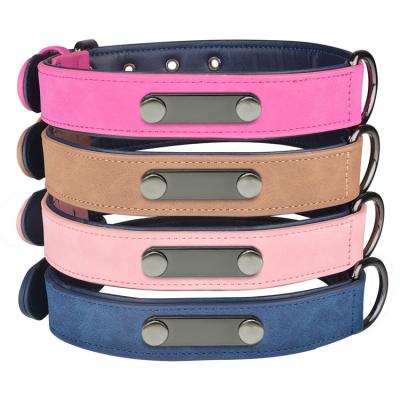 China Reflective Lettering PU Fiber Pet Leather Adjustable Stretch Collar Heavy Duty Super Dog Collar for sale