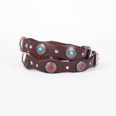 China Designer Luxury Pet Collars Retro JEWELED Jewelry Diamond Dog Collar Leather for sale