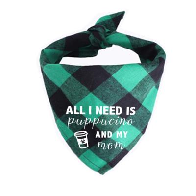 China Sustainable Plaid Cotton Style Dog Bandana Green Triangle Towel For Pet for sale