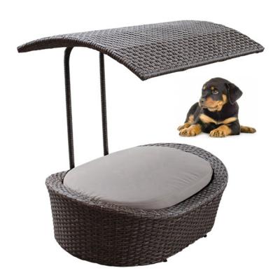 China Cooling Outdoor Garden Pet Bed Luxury Designed Woven Rattan With Cushion Wicker Dog Bed for sale