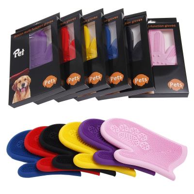 China Sustainable Pet Silicone Bath Massage Gloves Dog Cat Hair Remover Grooming Gloves Brush for sale