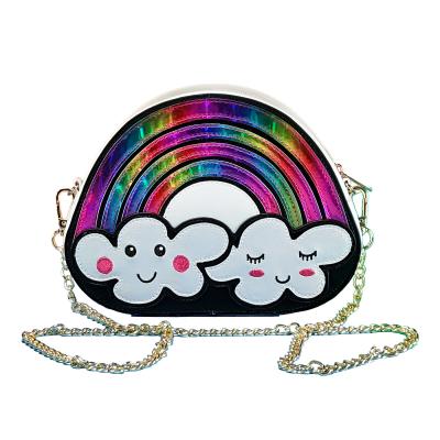 China Unisex Vegan Kawaii Rainbow Cloud Shape Cross Body Chain Leather Handbag or Strap Handbag for sale