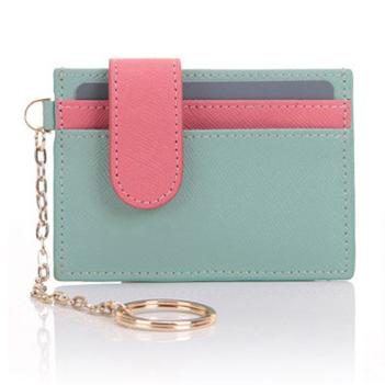 China High Quality Fashion PU Leather Travel ID Credit Card Holder With Key Chain for sale