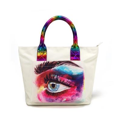 China Evil eye sustainable tesco sublimation folding fashion travel beach shopping bag for sale