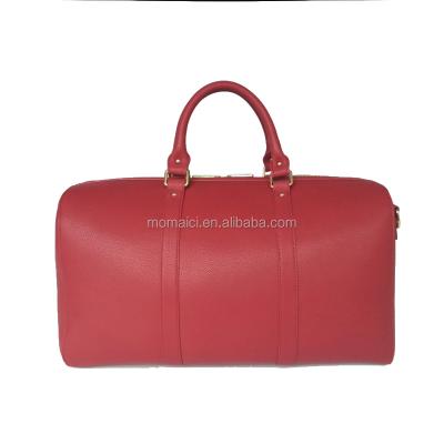 China Outdoor Sport Large Capacity Faux Leather Travel Bag In Red Color High End Customized Leather Duffel Bags for sale