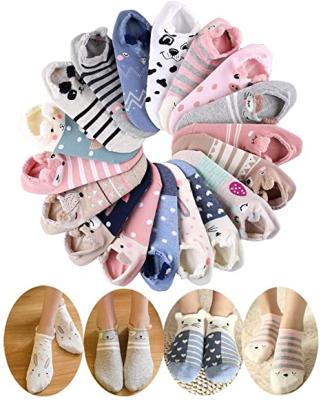 China Flawless Colorful Cartoon Animal Girl No Show Cotton Ankle Socks Women Invisible Summer In Stock for sale