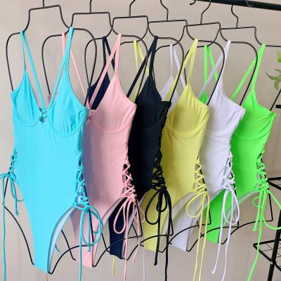 China 2021 New Fashion Ladies Solid Color Breathable Custom Made Private Label Swimsuit Hot Spring Girl One Piece Bikini For Women for sale