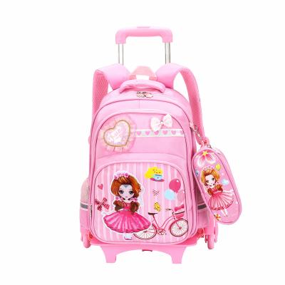 China 2020 waterproof new college student trolley bag 3-6 grade girl fashion trolley backpack for sale