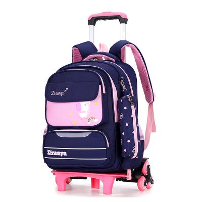 China Waterproof Bag Rolling Backpack Trolley 2020 Cartoon Wheeled School Bags For Kids for sale