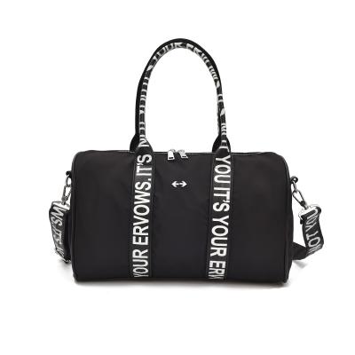 China Fashion logo fashion logo travel custom black waterproof nylon fleece tote overnight weekender bag for unisex for sale