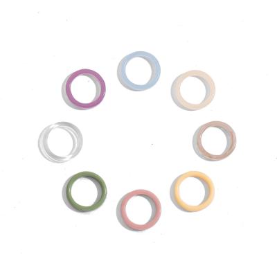 China New Summer FASHIONABLE Acetic Acid Acrylic Texture Colorful Circle Resin Ring For Women Shape Jewelry for sale