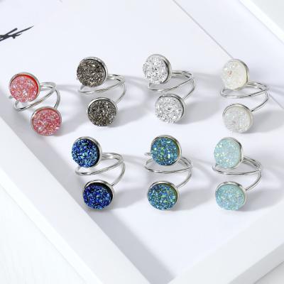 China FASHIONABLE Three Layer Resin Druzy Adjustable Ring For Women Pendientes Jewelry for sale