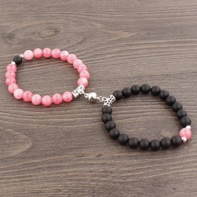 China Romantic Stone Beads Bracelet Charm Couples Magnetic Bracelets For Lover Friendship Bracelet Magnet Jewelry Gift for sale