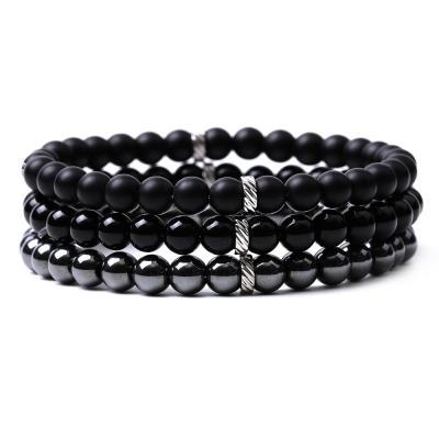 China FASHIONABLE 6mm Beads Bracelet Women Black Stone Mens Woven Energy Buddha Bracelets Jewelry for sale