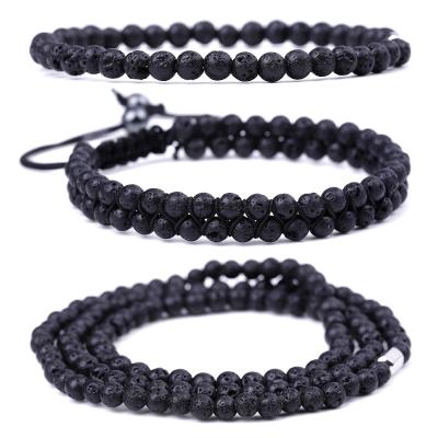 China Black Lava Stone Woven Energy Buddha Bracelets Jewelry 4mm TRENDY Beads Bracelet Women Men for sale