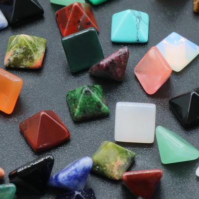 China Handcrafted 8mm Flat Stone Pyramid Stone Cabochon Cameo Base Loose Chakra Crystal Beads For Jewelry Making for sale