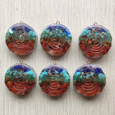 China Retro Reiki Healing Chips Stone Natural Colorful BOHEMIA 7 Chakra Orgone Energy Pendants Wholesale for sale