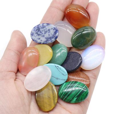 China 18*25mm Stone Oval Stone Cabochon Cameo Pendants Base Tray Chakra Crystal Loose Beads For Jewelry Making for sale