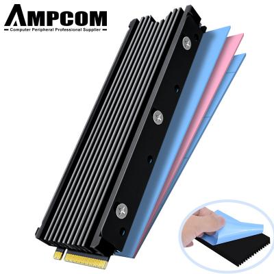 China For M2 2280 SSD Hard Disk AMPCOM For PS5 Double Sided PC M.2 SSD Heatsink NVME NGFF SATA 2280 SSD Heatsink Cooling With Silicone Thermal Pads COO for sale