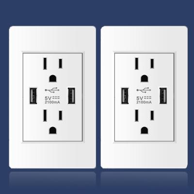 China White Color PC Material Wall Panel Residential/General Purpose USA Philippine Standard Plug Faceplate Canada Jack Socket Wall Mounted for sale