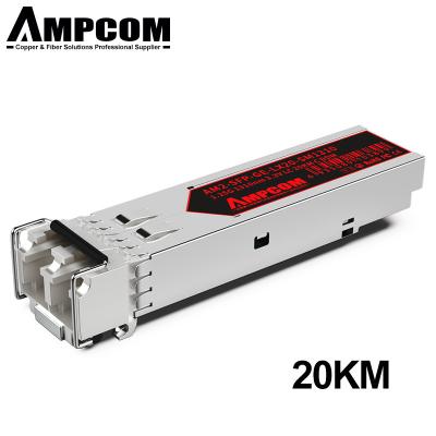 China SPLIT ROOM AMPCOM SFP Transceiver Single Mode Duplex Optical Fiber Core 10G 1310nm 3.3V LC 20KM CDDM Modulator for sale