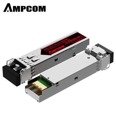 China 3 To 10KM AMPCOM Fiber Optic Module SFP Module SM LC WDM 1.25G Bidi Single Mode Fiber Optic Transceiver Compatible With Cisco Switch for sale