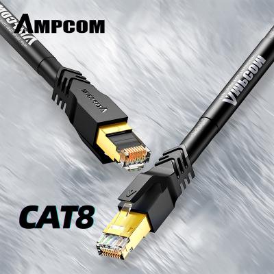 China AMPCOM 40G Ethernet Patch Cable Ethernet Cable 2000Mhz High Speed ​​Cat8 Without Trailing 24AWG Network Cable For Professional Internet Worker for sale