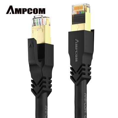 China Cat8 AMPCOM CAT8 Ethernet Cable 40Gbps Speed ​​Data Transmission Cable Flounder Tester Passed Wire For Home Wiring Project for sale